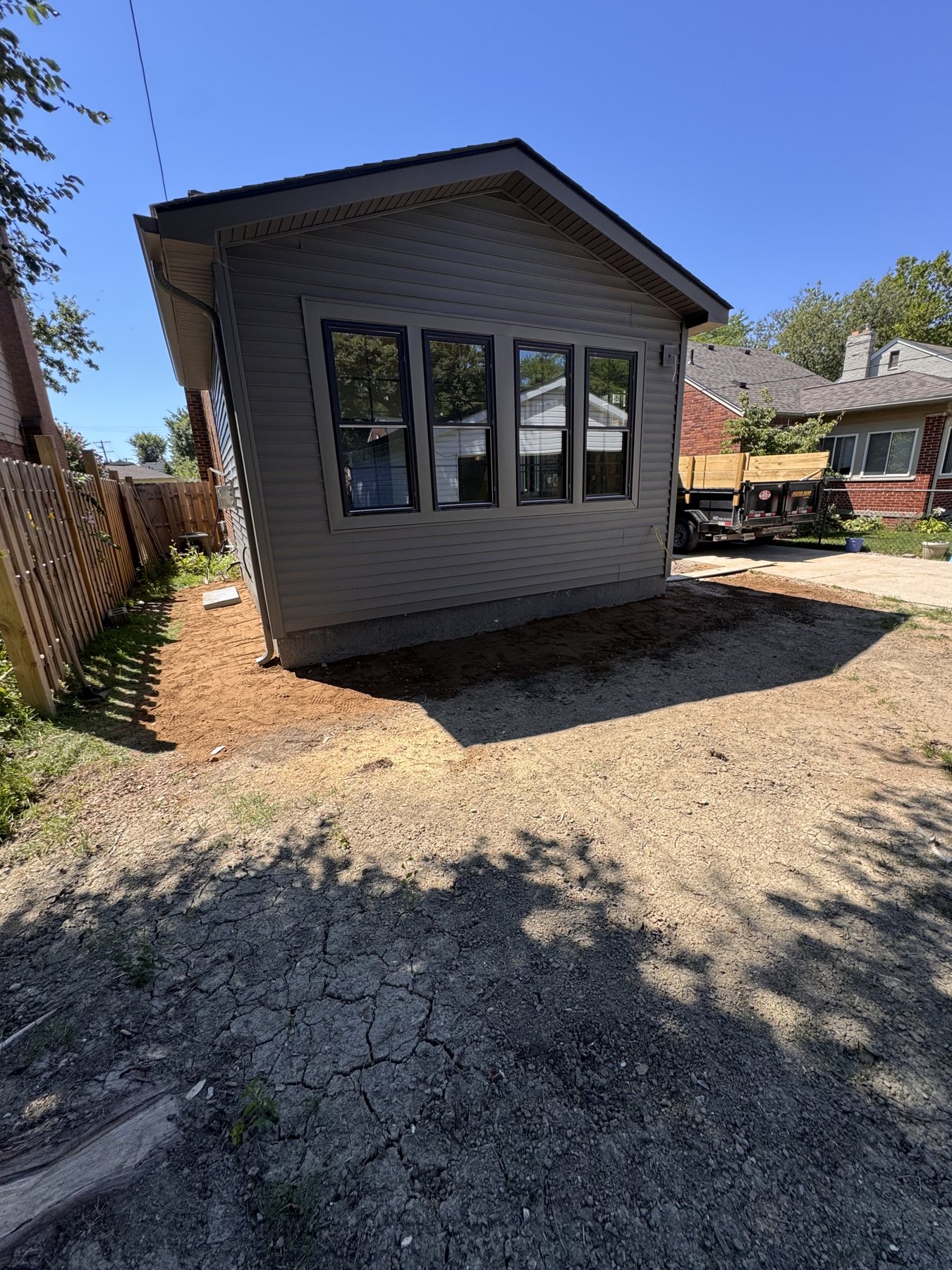 Finished home addition with large windows