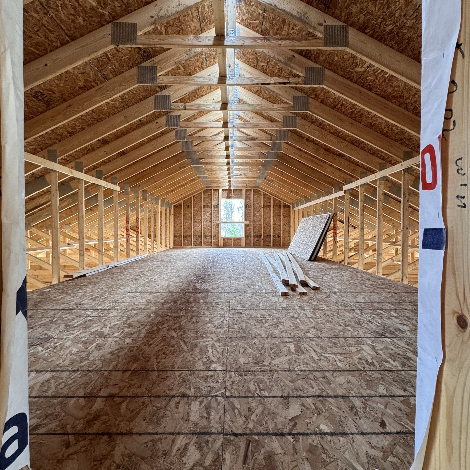 Open attic trusses on a new build