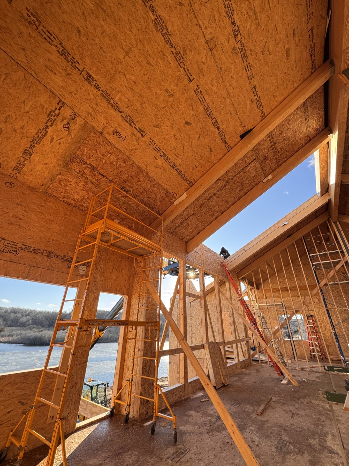 Vaulted framing on a new home
