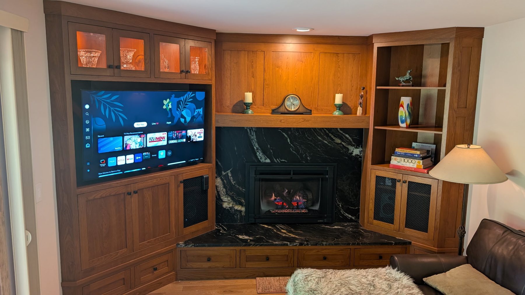 Fireplace with custom built-ins