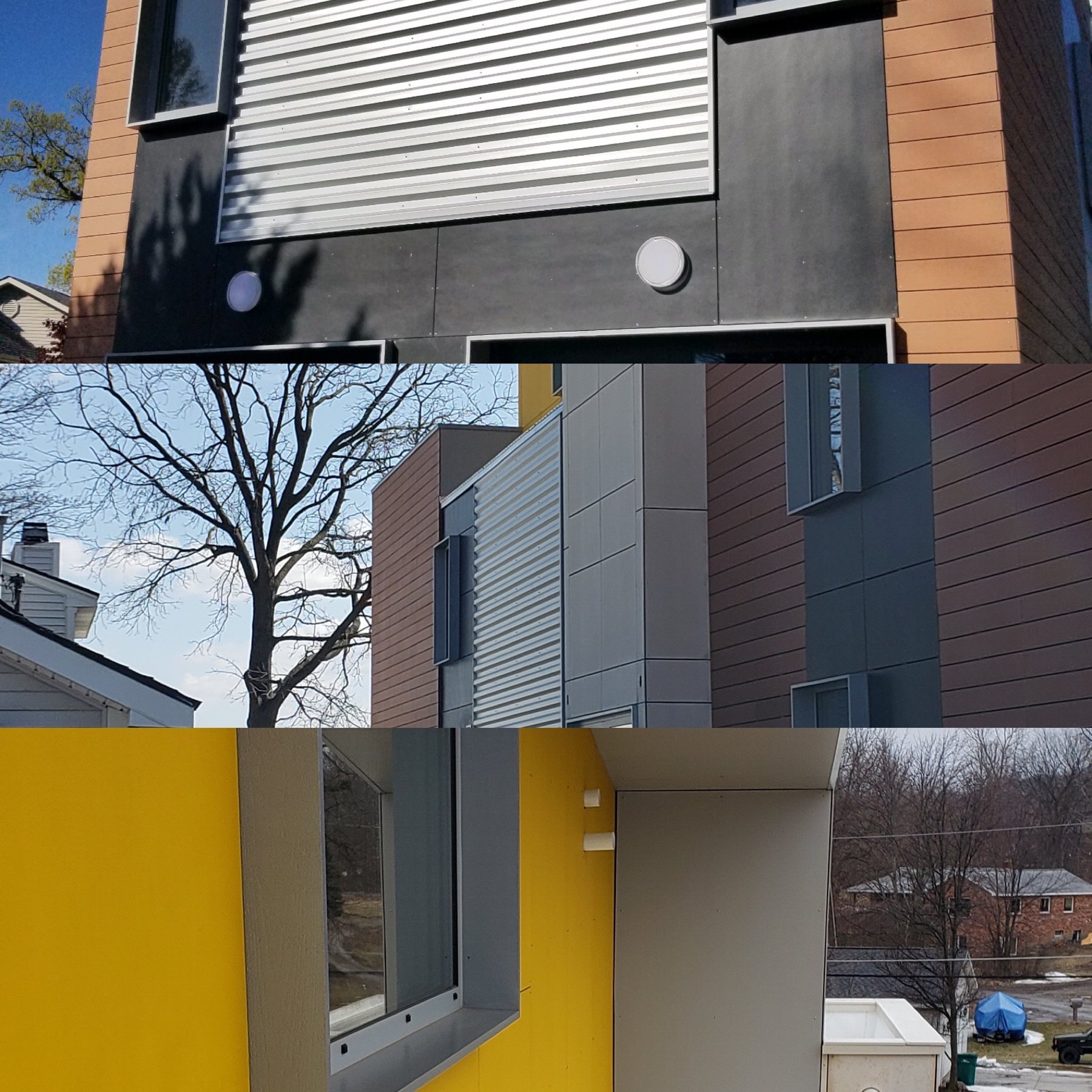 Modern mixed-material siding details