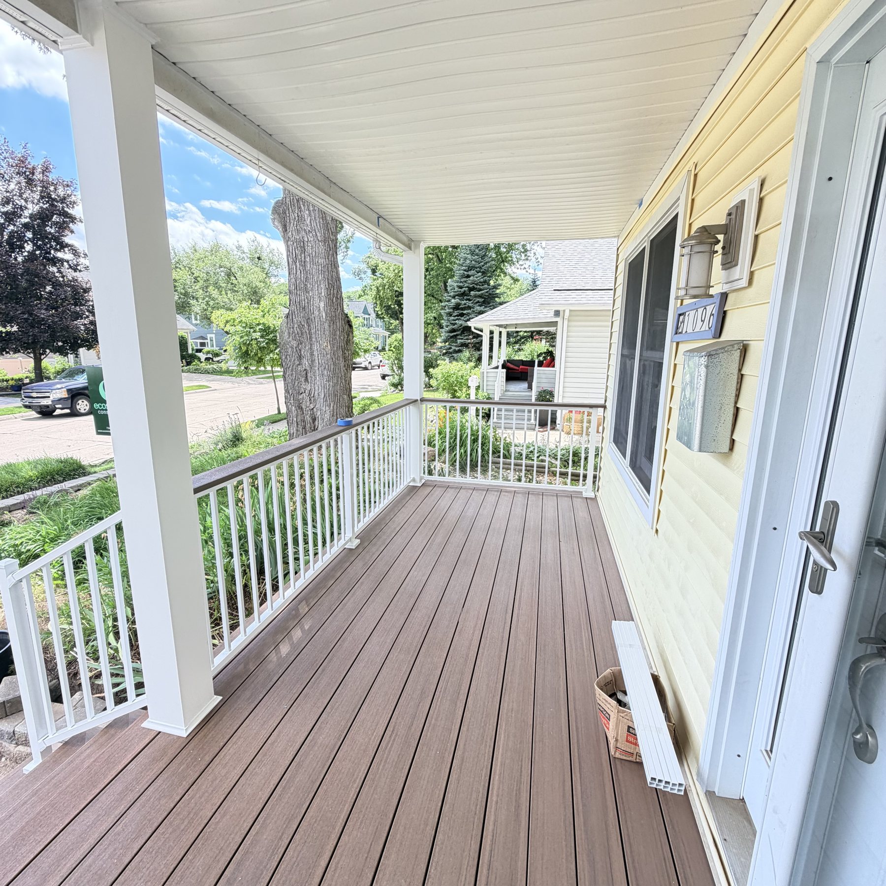Covered porch with composite decking